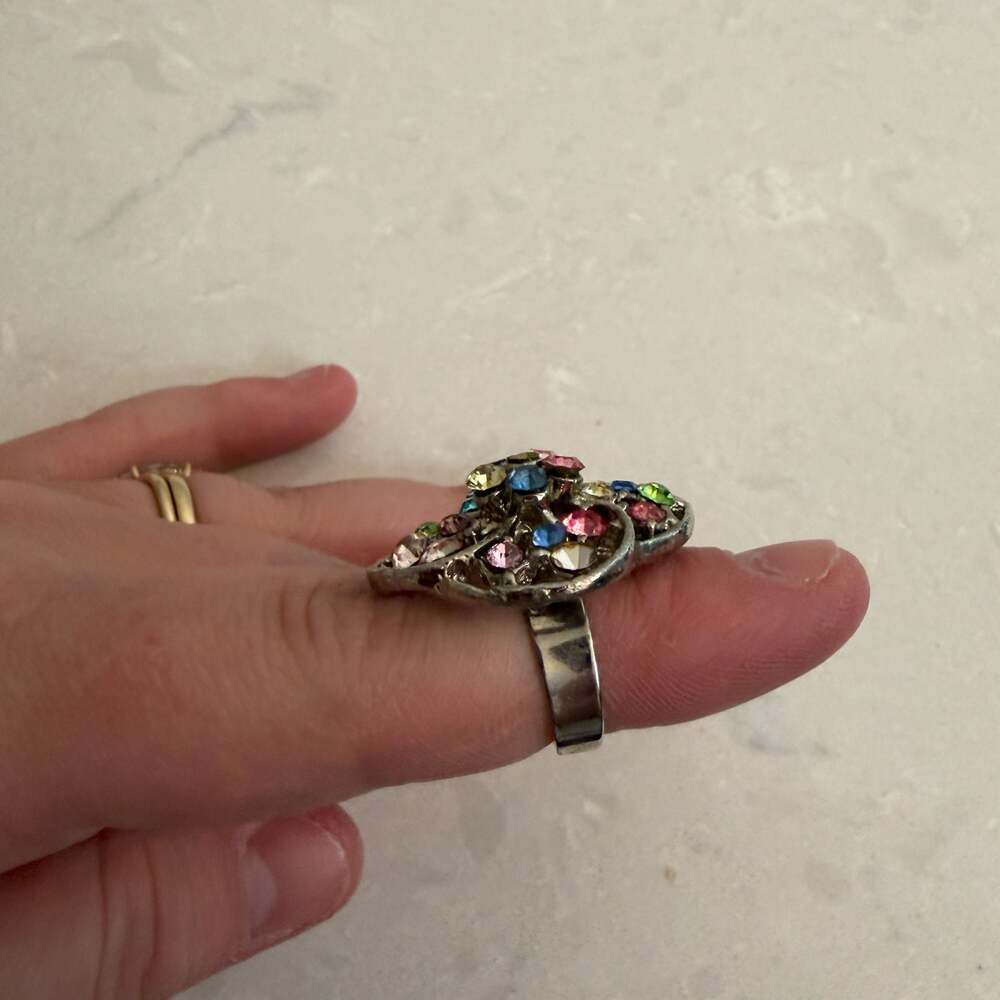 Multi Color Rhinestone Statement Ring - Picture 4 of 4